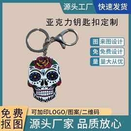 骷髅头钥匙扣亚克力钥匙链创意小饰品外贸旅游纪念品书包挂件装饰