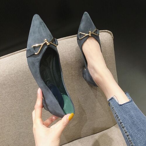 Fashionable French shallow-cut commuting professional work shoes, chanel style pointed and thick heel single-layer shoes, women's 2025 summer and autumn new style