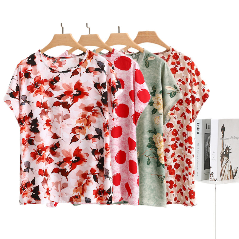 Cotton Silk Sleeveless T-Shirt for Middle-Aged and Elderly Women, Mother's Wear, Women's Top, Summer Thin Artificial Cotton Large Size Floral Pullover