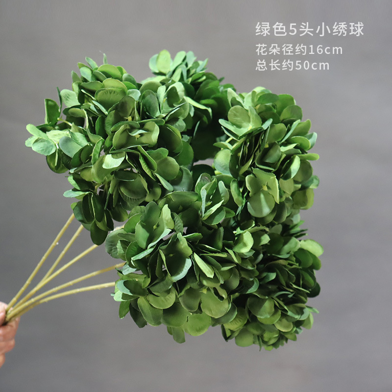 Hortensia pequeña de cinco cabezas verde