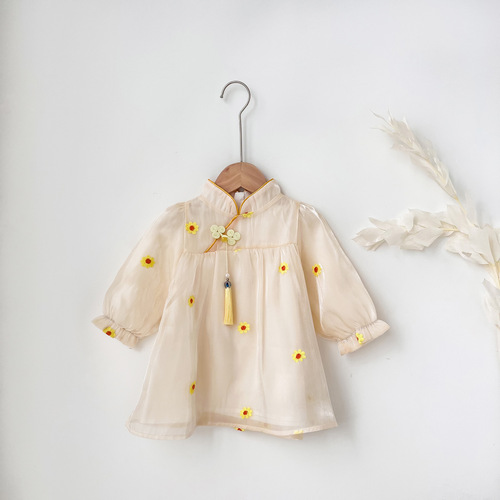 Girls dress spring and autumn new style baby girl Chinese style Hanfu cheongsam children's princess dress