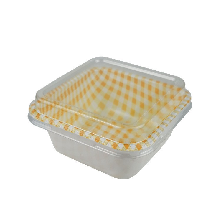 Vintage caja de pastel tiramisú pequeño postre embalaje transparente Red rojo pintado a mano Plaid Bento caja de picnic hornear