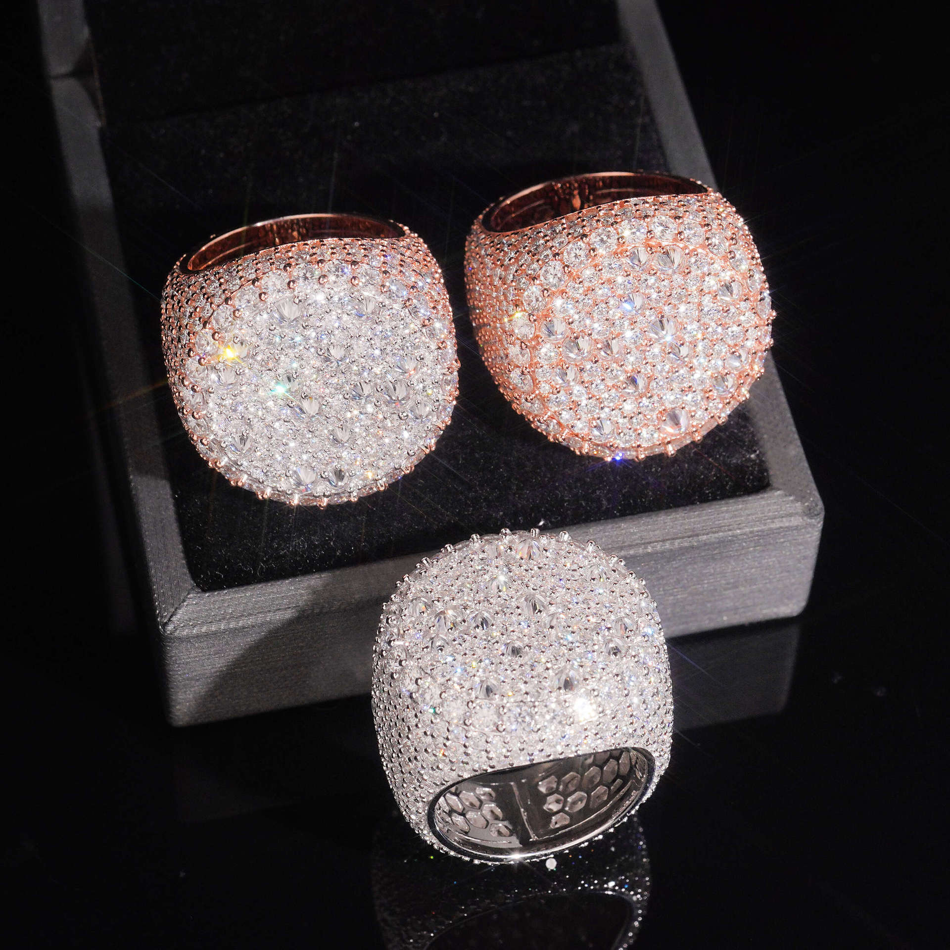 Vvs moissanite ring-set för män och kvinnor i sterlingsilver_voghion.com