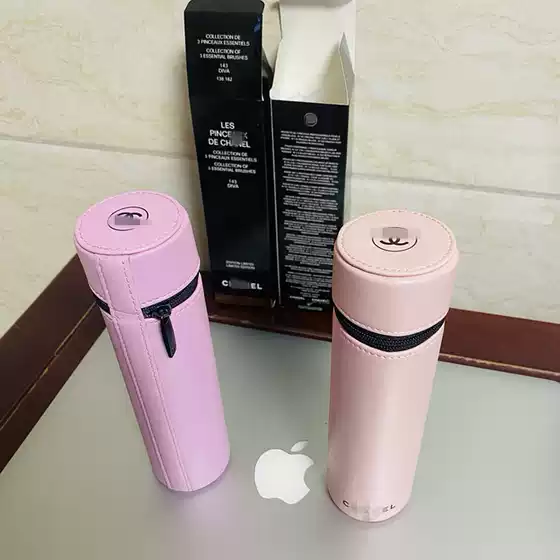 Limited Edition Chanel-Style Macaron Makeup Brush Holder in Pink & Purple - Sweet Series, High Aesthetics, Ultra-Soft PU Leather