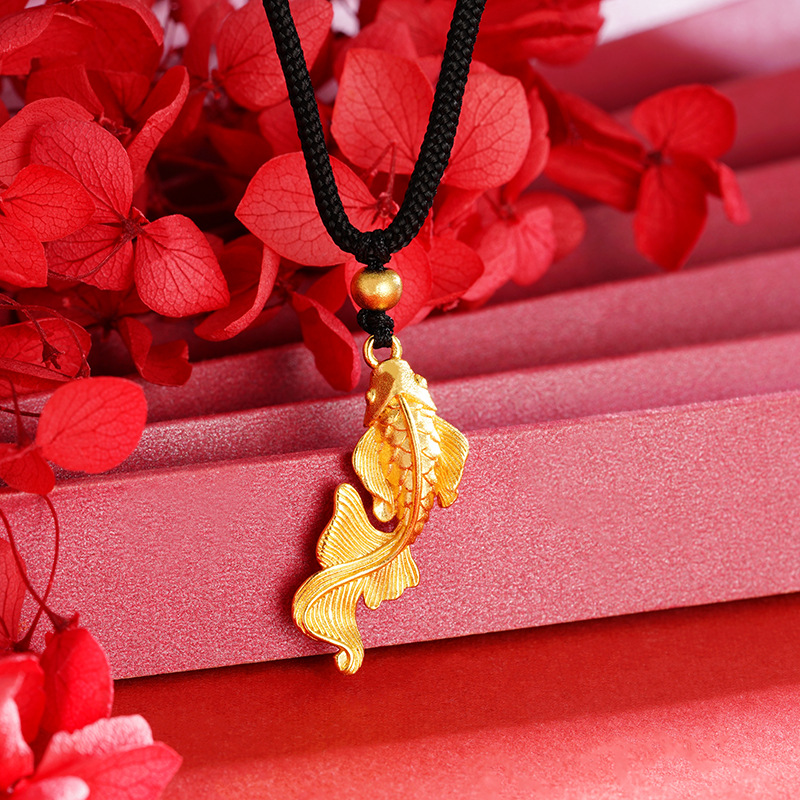 Big Fish Begonia trenzado cuerda colgante nacional retro Vietnam arena oro koi collar joyería de la aleación de cobre no se desvanece durante mucho tiempo