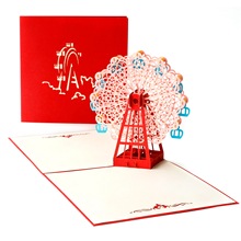 摩天轮生日立体贺卡3D手工纸雕儿童创意礼物节日通用卡片外贸批发