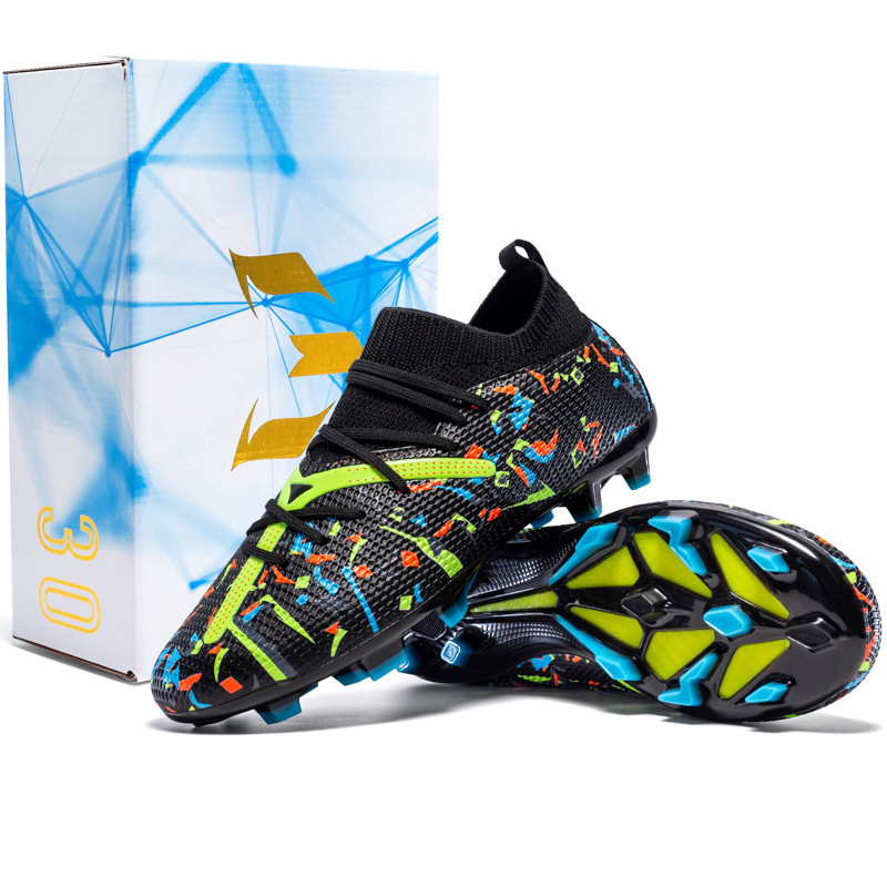 Zapatos de Fútbol de Corte Medio de Piel Sintética Antideslizantes y Ligeros para Césped