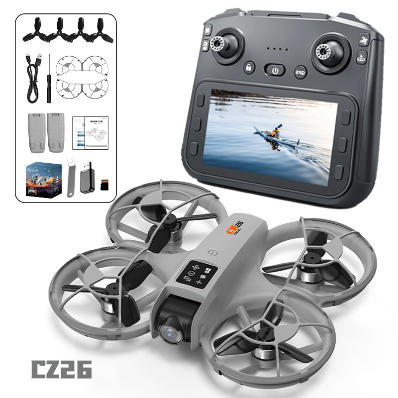 Cross-Border Primary School Students' Small Drone, Anti-Collision and Fall-Resistant Remote Control Aircraft with Protective Cover, Long Battery Life, Screen Control, Brushless