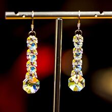 清新甜美饰品水晶耳环长款时尚耳坠日韩气质耳饰原创小众时尚潮女