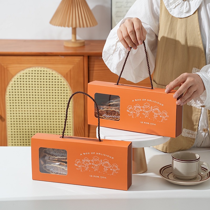 新款糯米船包装盒烘焙凤梨酥礼盒牛轧糖雪花酥曲奇饼干手提包装袋