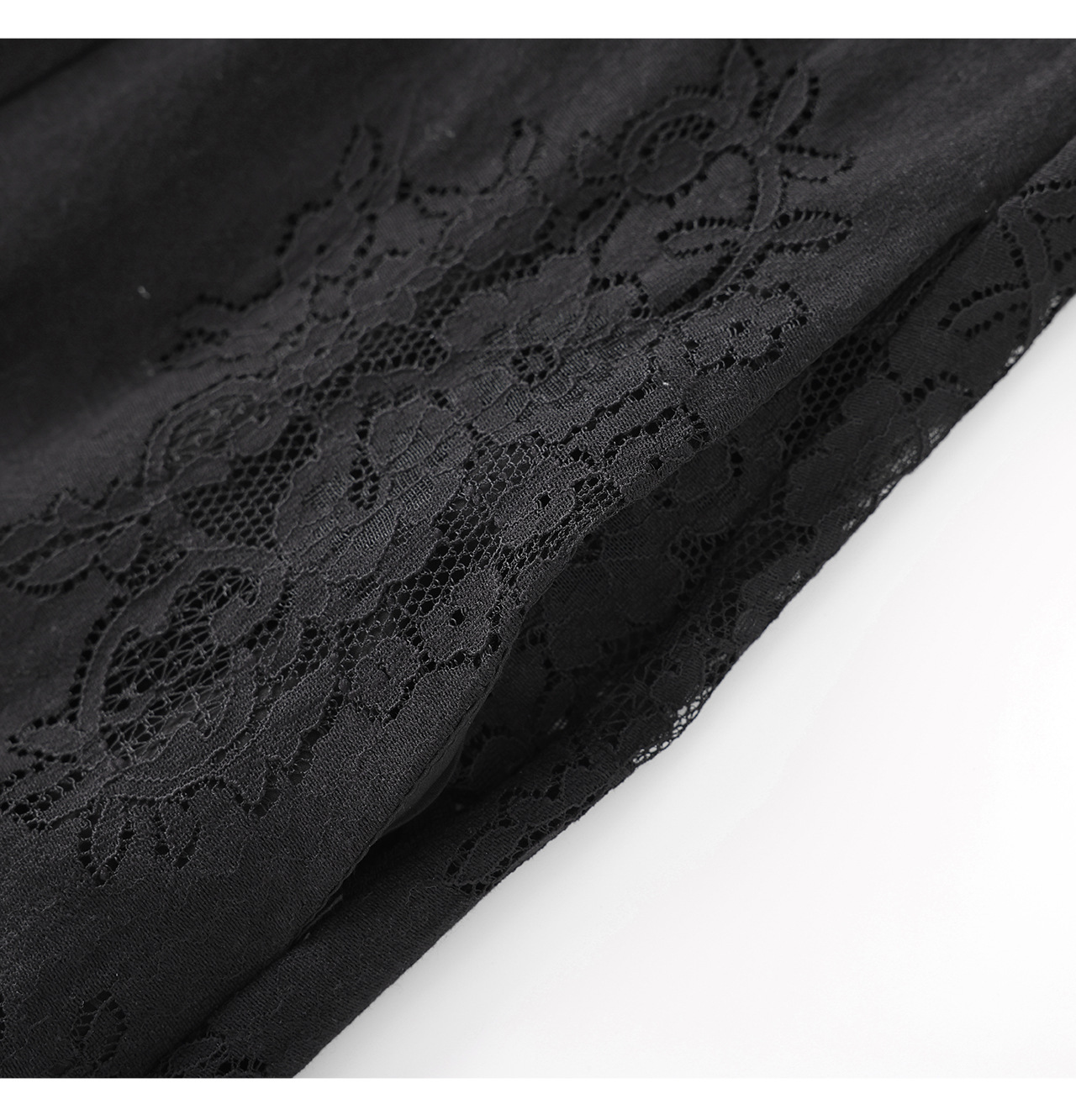 Đầm suông nữ midi thắt eo ren đính đá jacquard chữ A — màu đen chi tiết 22