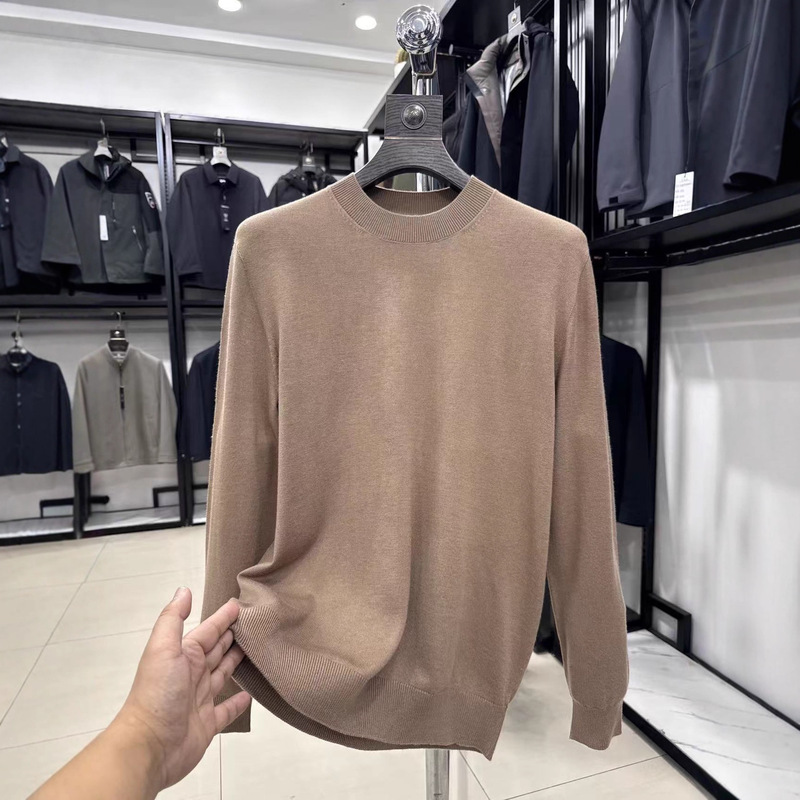 [Yajia] Mulberry Silk and Sheep Wool Blended Export Men's Clothing Factory Cut Label Autumn and Winter Knitted Sweater 08Mc001