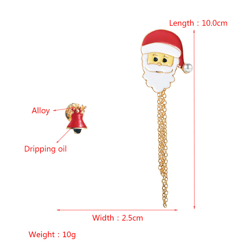 Christmas Series Alloy Color Dripping Oil Santa Claus Snowman Chain Brooch Tassel Buckle Christmas Accessories display picture 1