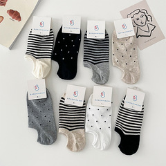 Women's Anti-Slip Non-Slip Toe-Safe Summer Thin Cotton Japanese Striped Light Mouth Invisible Round Dot Ins Trendy Short Socks