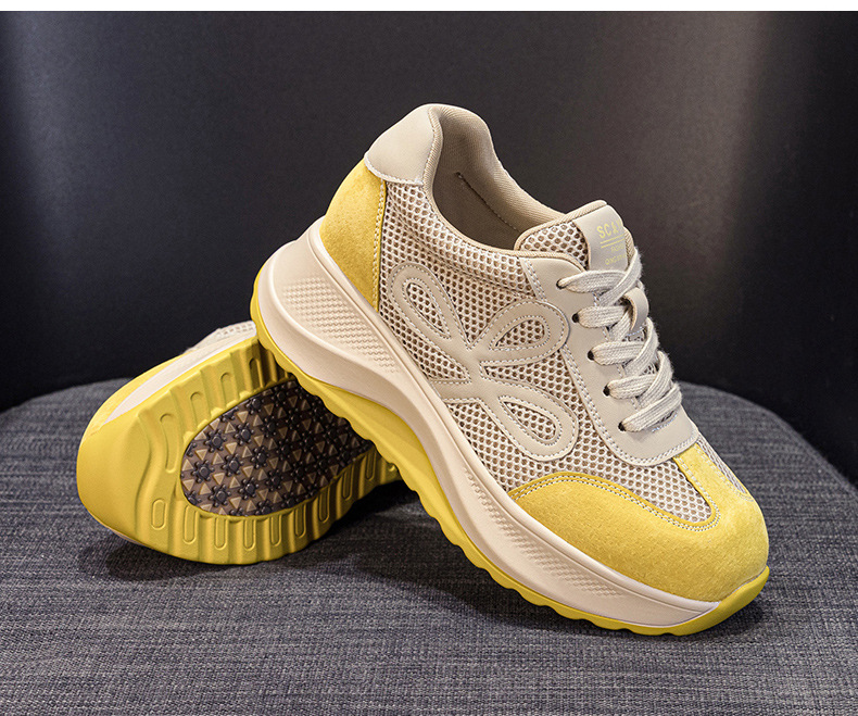 Giày sneaker nữ đế dày phong cách Đức phối da lộn màu đỏ Ancola — M2915 mạng đôi màu vàng, M2915- Mạng trong suốt 1m màu, M2915-1 lưới trong suốt màu vàng, M2915 mạng kép màu đỏ chi tiết 31