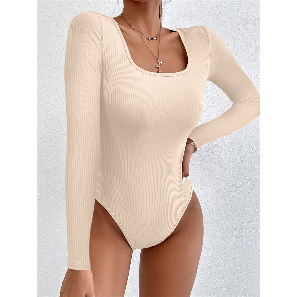 Otoño nueva ropa de mujer transfronteriza europea y americana Amazon casual pit bottoming Top color sólido manga larga mono ajustado