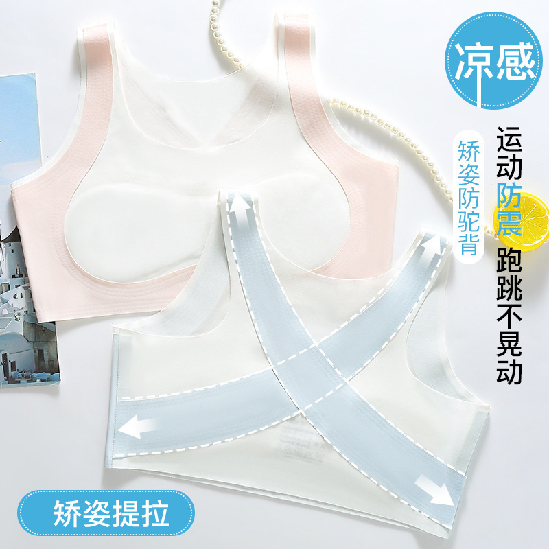Girls' Underwear for Elementary School Students, Thin Seamless Stage 1 Teenage Bra, Children's Developmental Vest, Anti-Bump Sports Bra Girls' Underwear for Elementary School Students, Thin Seamless Stage 1 Teenage Bra, Children's Developmental Vest, Anti-Bump Sports Bra