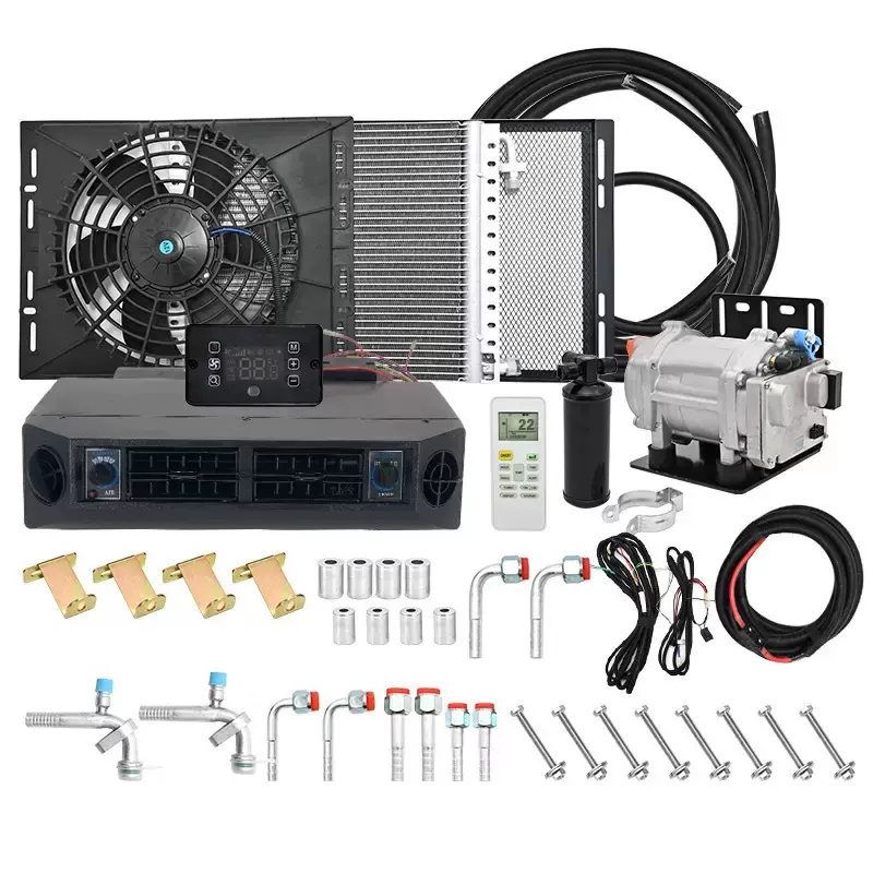 通用仪表板下汽车电动空调套件12V24v电动空调直流空调客车露营车