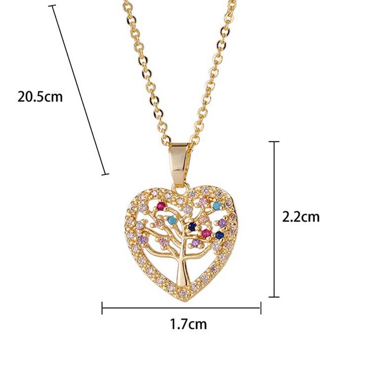 Fashion Tree Copper Plating Inlay Zircon Pendant Necklace 1 Piece
