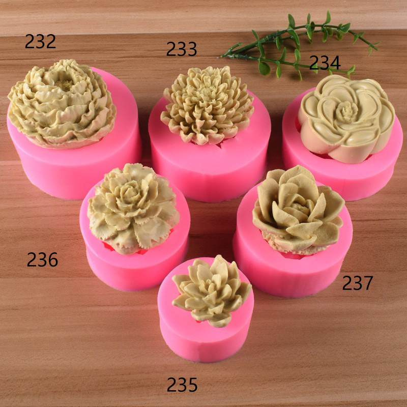 Rose Flower Small Flower Peony Chrysanthemum Fondant Silicone Mold Succulent DIY Gypsum Cake Decoration Mold 