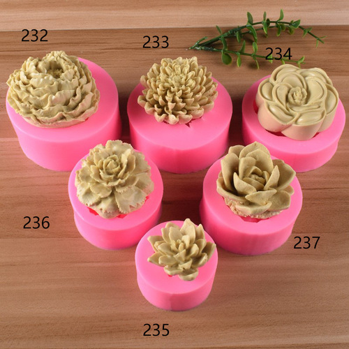 Rose Flower Small Flower Peony Chrysanthemum Fondant Silicone Mold Succulent DIY Gypsum Cake Decoration Mold 