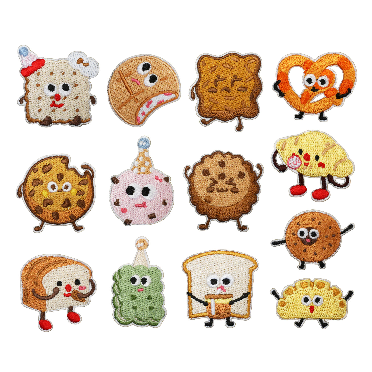 可爱吐司曲奇饼干刺绣布贴衣服包包装饰卡通甜点电脑绣花标热转印