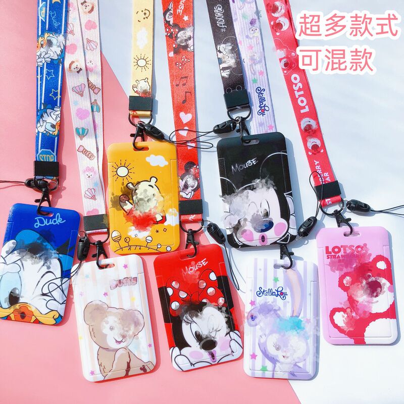 Creative Cartoon Japanese and Korean Style Card Set Student Card Set Slide Cover Transparent Breast Card Lanyard Work Bus Card School Card Gift
