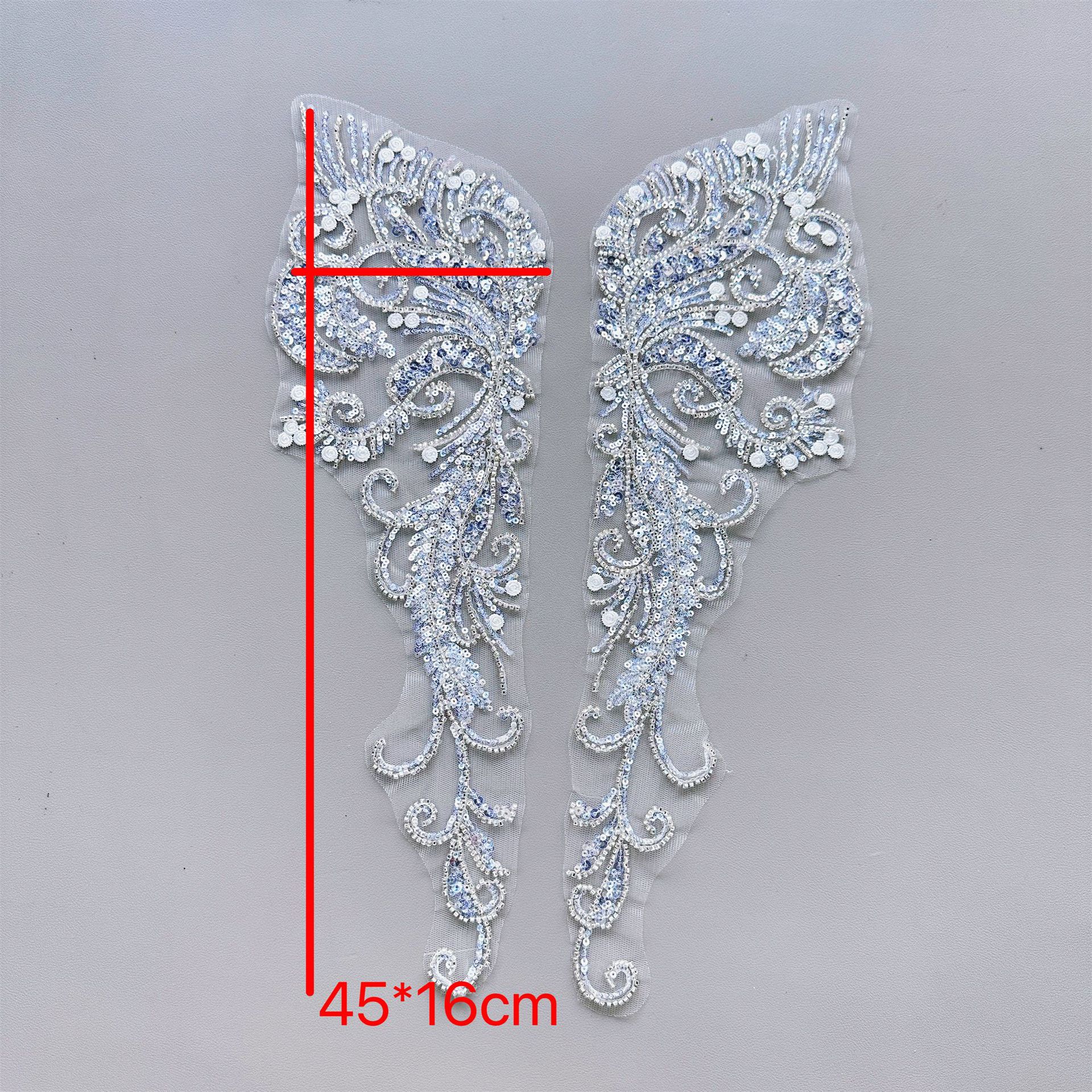 Bordado de malla de lentejuelas con cuentas vestido de novia vestido de falda vestido accesorios de vestir decoración de bricolaje cuello delantero pegatinas de tela image 4