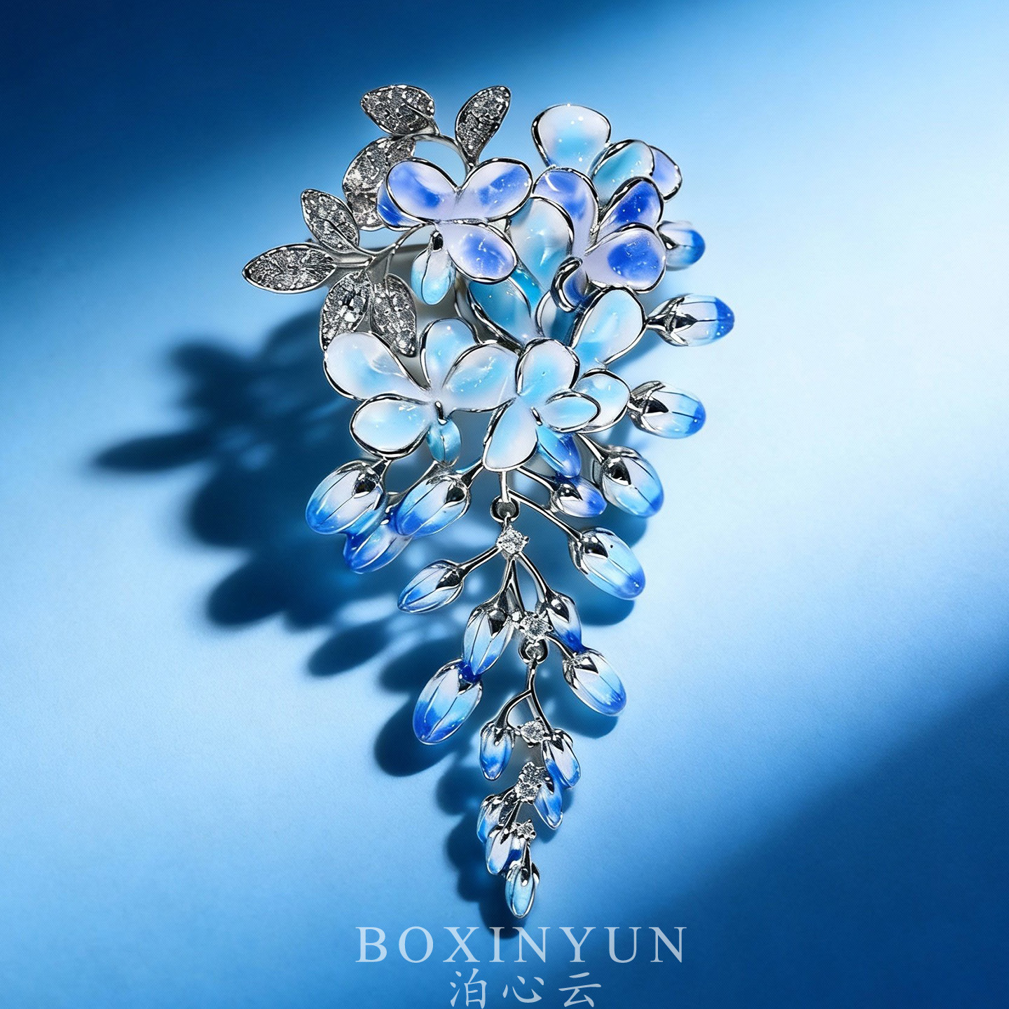 Bosinyun Design Tassel Wisteria Flower Brooch High-End Light Luxury Elegant Dress Accessory Valentine's Day Gift