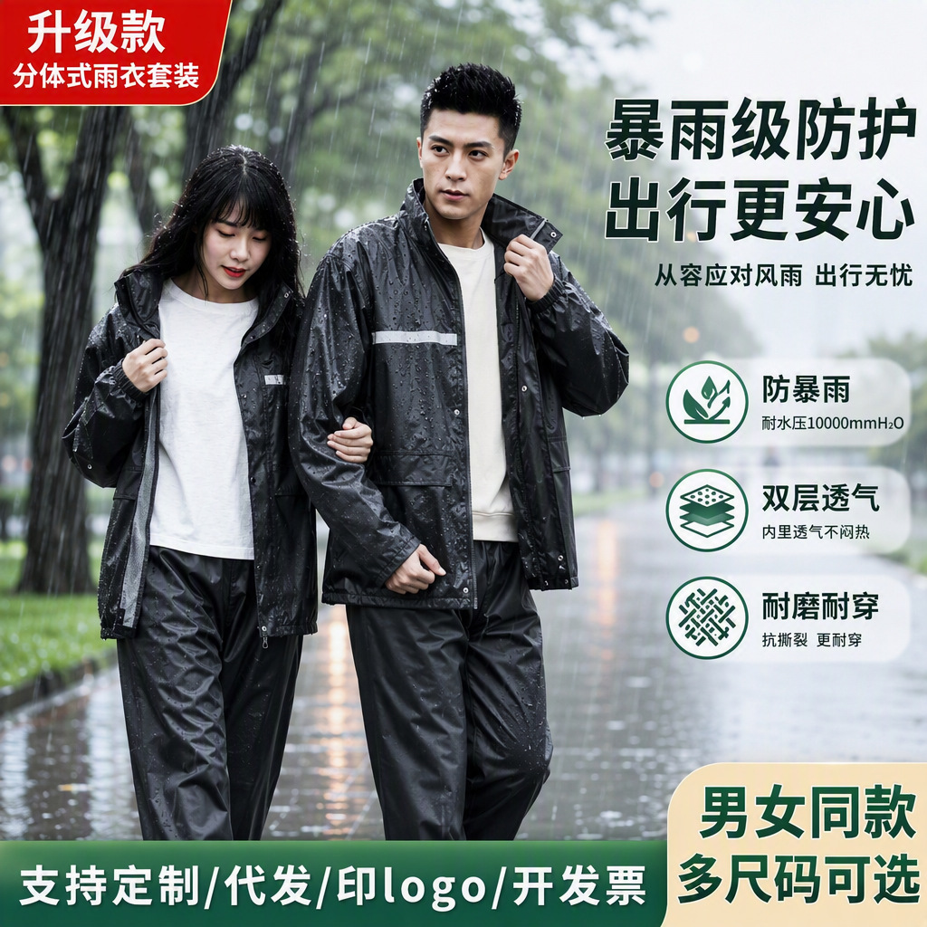 Traje Impermeable Reflectante de Tela Oxford y PVC para Ciclismo al Aire Libre