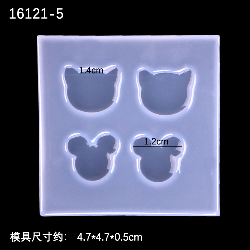 Espejo mini figura Linda silicona molde DIY Stud pendientes colgante epoxi estrella corona peces amor corazón cuadrado redondo