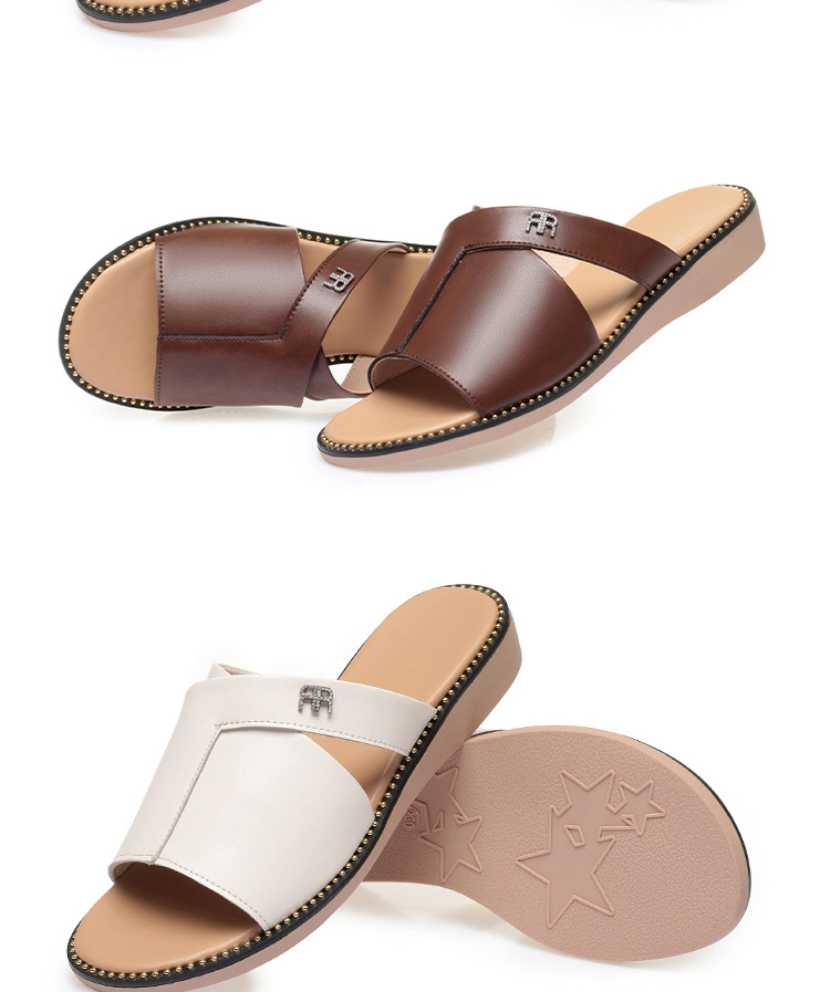 Dép sandal nữ quai chữ V đế mềm da thời trang — nâu chi tiết 18