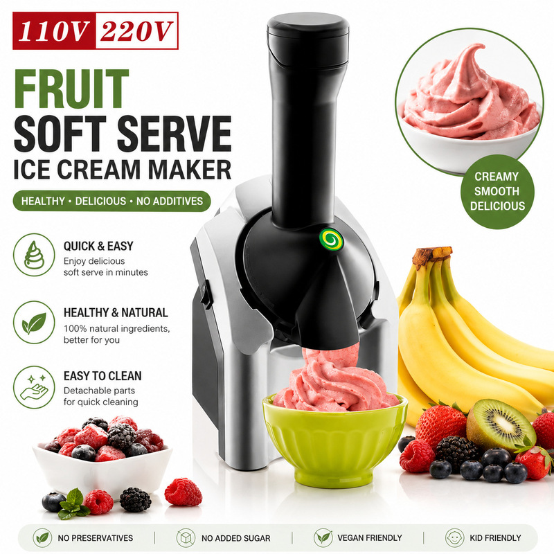 Cross-border European standard household ice maker, small electric fruit yogurt machine, smoothie machine, ice cream machine, children's ice cream machine Cross-border European standard household ice maker, small electric fruit yogurt machine, smoothie machine, ice cream machine, children's ice cream machine