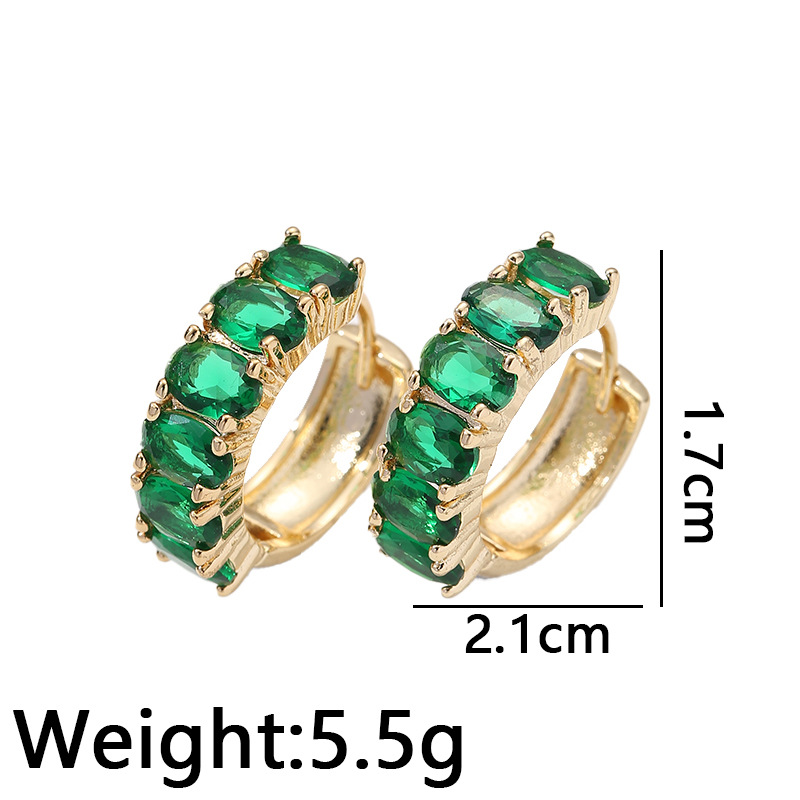 8g Weight 18K Gold Plated Plating Material Zircon Inlay Material 1 Pair Fashion Geometric Copper Inlaid Zircon Earrings