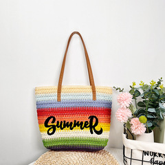 夏の起爆編み刺繍ビーチバッグの大容量シングル肩旅行バッグの草編みバッグの新商品おすすめ