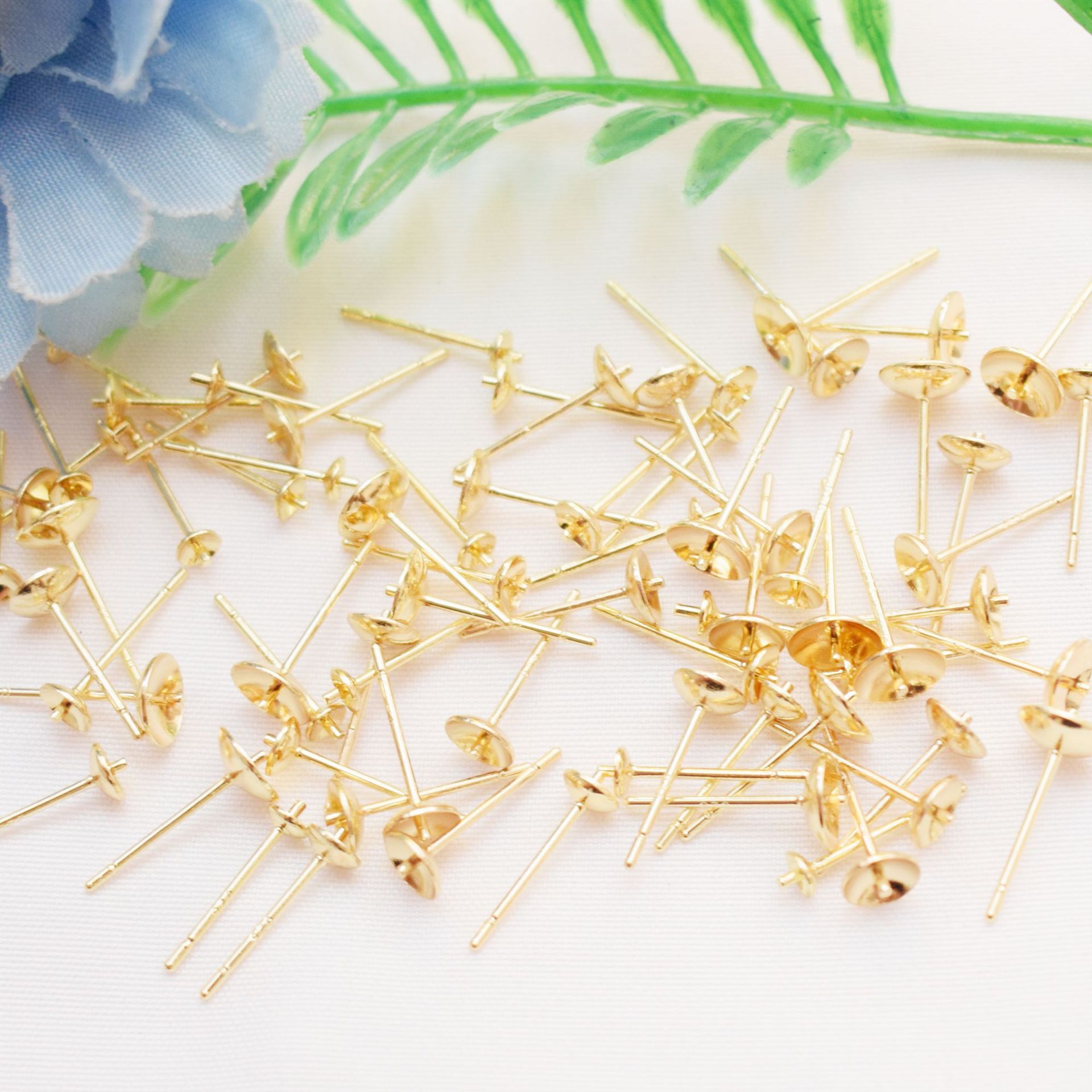 16g Weight Earring Findings Jewelry Making Type Diameter 3mm, Diameter 4mm, Diameter 5mm Jewelry Making Size 100 PCS/Package Diameter 3mm Diameter 4mm Diameter 5mm Copper 14K Gold Plated Solid Color Earring Findings