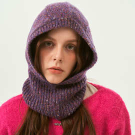 小众原创设计款彩点毛线巴拉克拉法帽女冬季套头针织帽冷帽假帽子