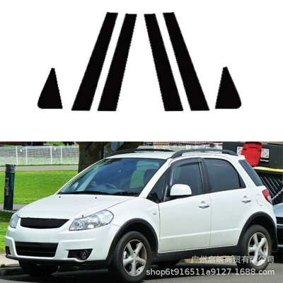 door frame cover glossy – Şüşə kənarı xromları/moldingləri - glossy-black-2006-2013-suzuki-sx4-hatchback6pcs