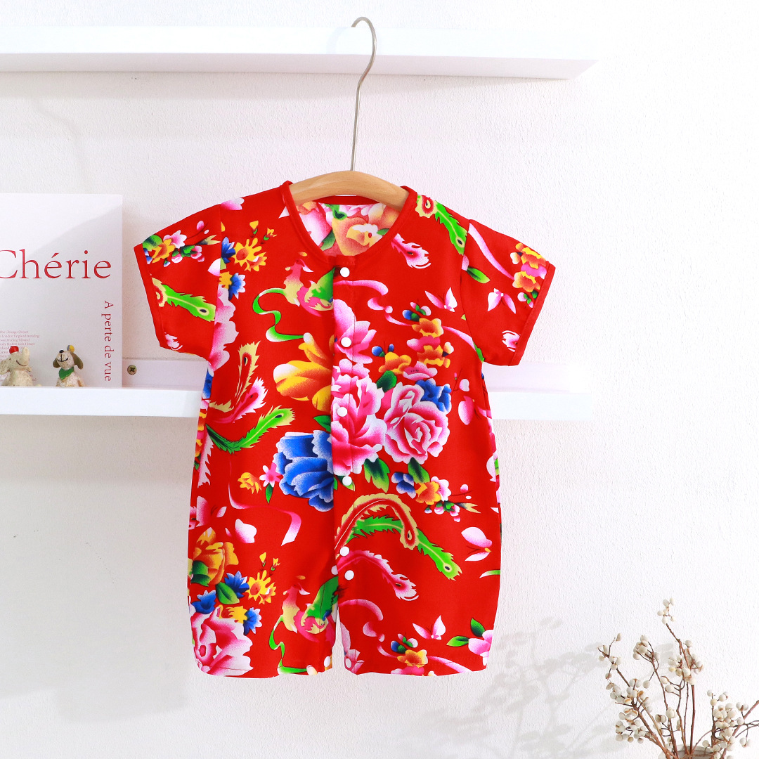 Newborn baby bodysuit cotton clothes children's summer thin summer baby short-sleeved romper romper summer clothes