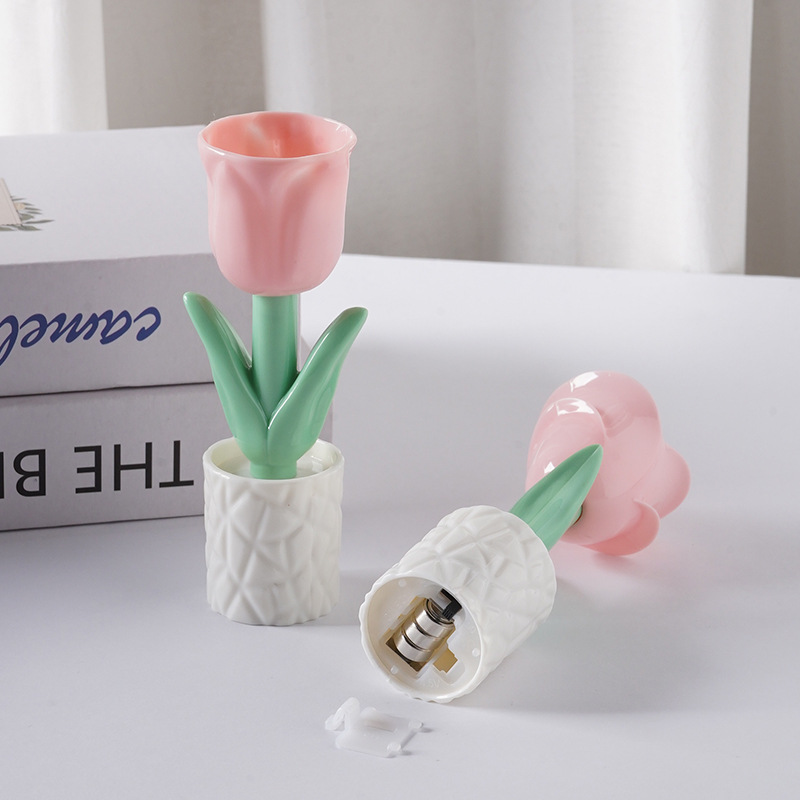 Lámpara de escritorio de tulipán moderna francesa de alto nivel minimalista lámpara de noche de escritorio lámpara de atmósfera de noche de cumpleaños