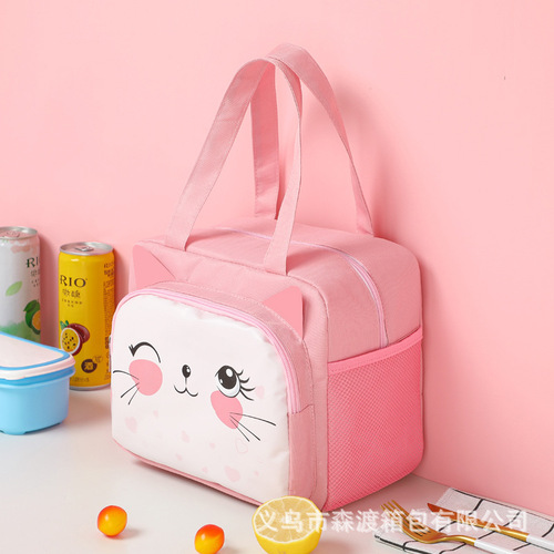 Internet celebrity cartoon lunch bag children's large capacity square lunch box bag outgoing insulated bag manufacturer supports printing logo