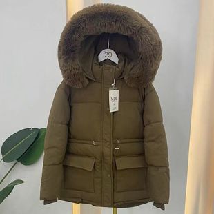 MFL New Down Cotton-padded Jacket Women's Short Korean-style Slim Slim Drawstring Thickened With Hooded Large Fur Collar Coat 907