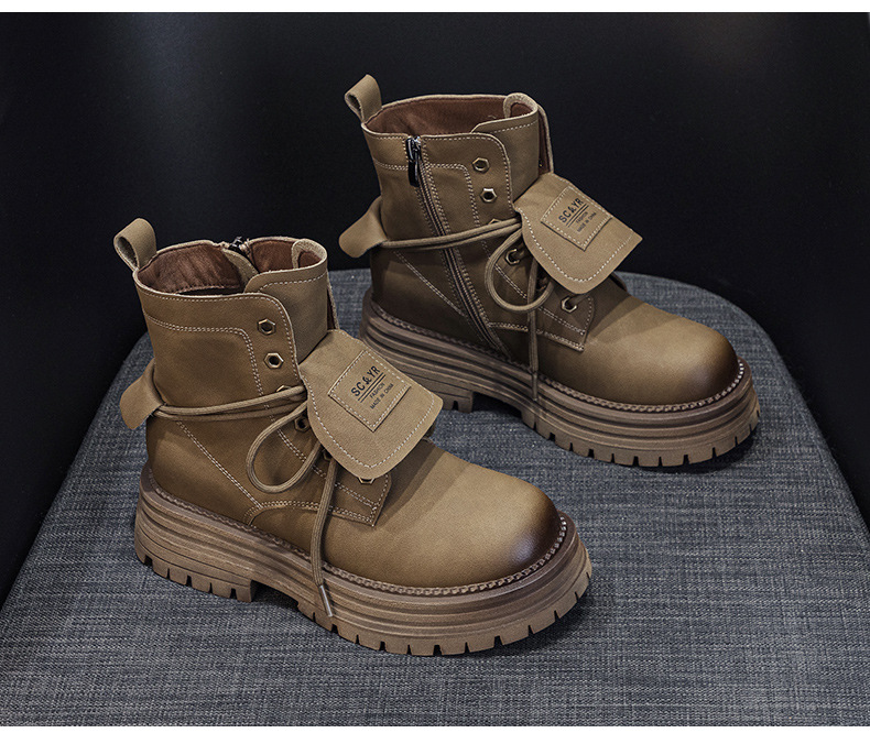 Boot Martin cổ ngắn nữ phong cách cổ điển đế dày đi du lịch leo núi — M2627 màu vàng một lớp lót trong, M2627 kaki một lớp bên trong chi tiết 19
