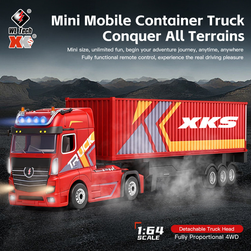 1:64 Remote Control Container Truck 6408 Simulation Tractor Large Truck Towing Box-Type Transport Vehicle Toy Car