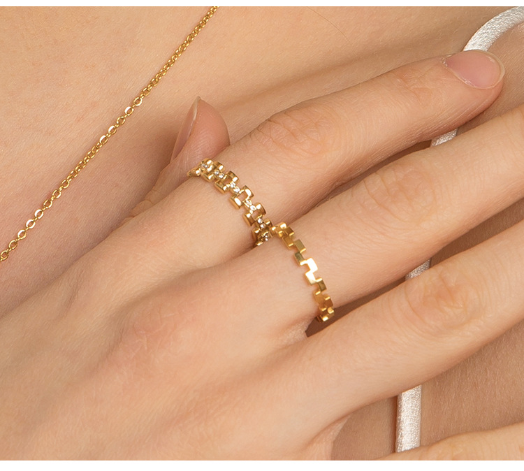 PVD Coated 18K Gold Real Gold Plated Geometric 304 Stainless Steel Simple Style Waterproof Non Tarnish Rings display picture 20