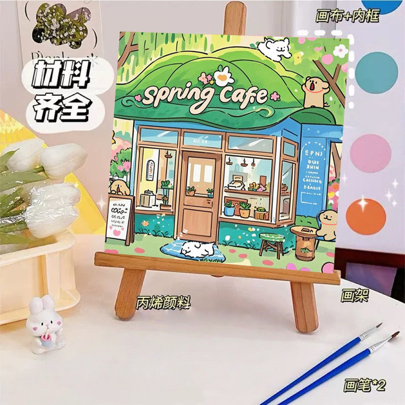 ライン子犬デジタル油絵 diy 手描き落書き漫画かわいい癒しの装飾メーカー卸売|undefined