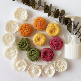63g75g National Tide Xianglong Phoenix Kirin Ruyi Mung Bean Cake Moon Cake Mold Cantonese Mid-Autumn Festival Home Baking Tools