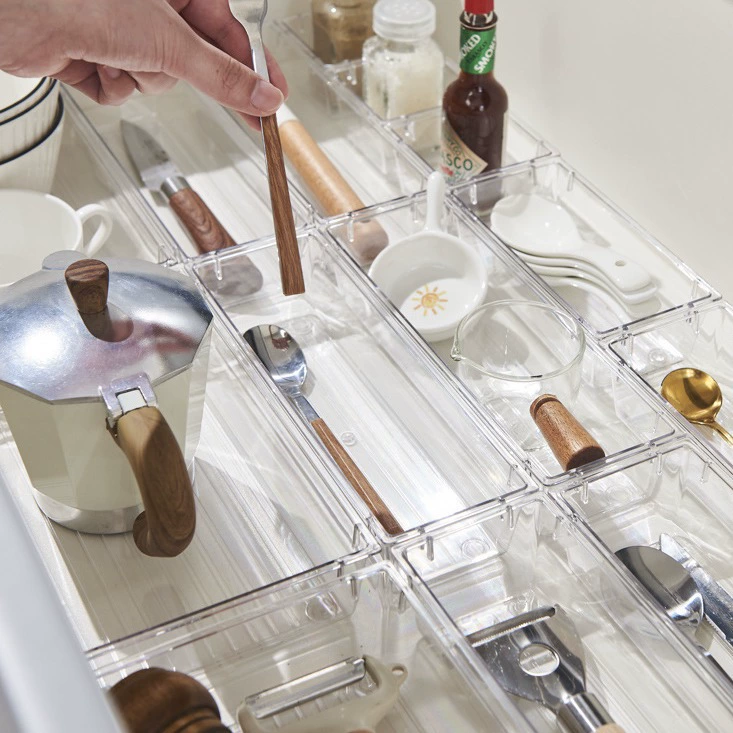 Stackable Clear Drawer Organizer Box, PET‑Free Plastic, Multipurpose Kitchen & Cosmetic Storage