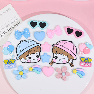 Cute cartoon boys and girls couple DIY jewelry accessories mobile phone shell patch birth certificate slippers decorative patch