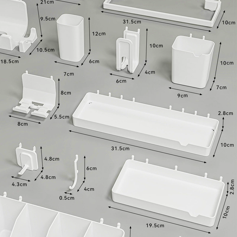 Набор крючков для перфорированной доски с круглыми отверстиями 16 мм, набор деталей для хранения, стеллаж для учебной комнаты, настенный органайзер, не требует сверления.
